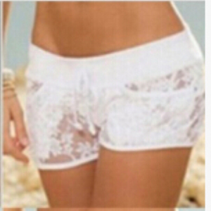 Fashion Women Shorts Sexy Black Lace Hollow Summer Short Pants Woman Solid Color Trousers & Leggings