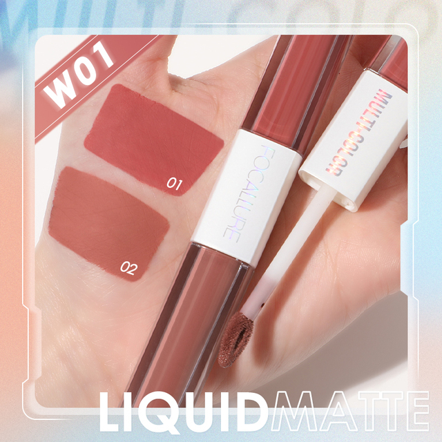 FOCALLURE Lip Tint Ultra-light Intense Color Dual-Stick Lipstick 2 In 1 Liquid Matte Misty Velvet Non-cracking Makeup