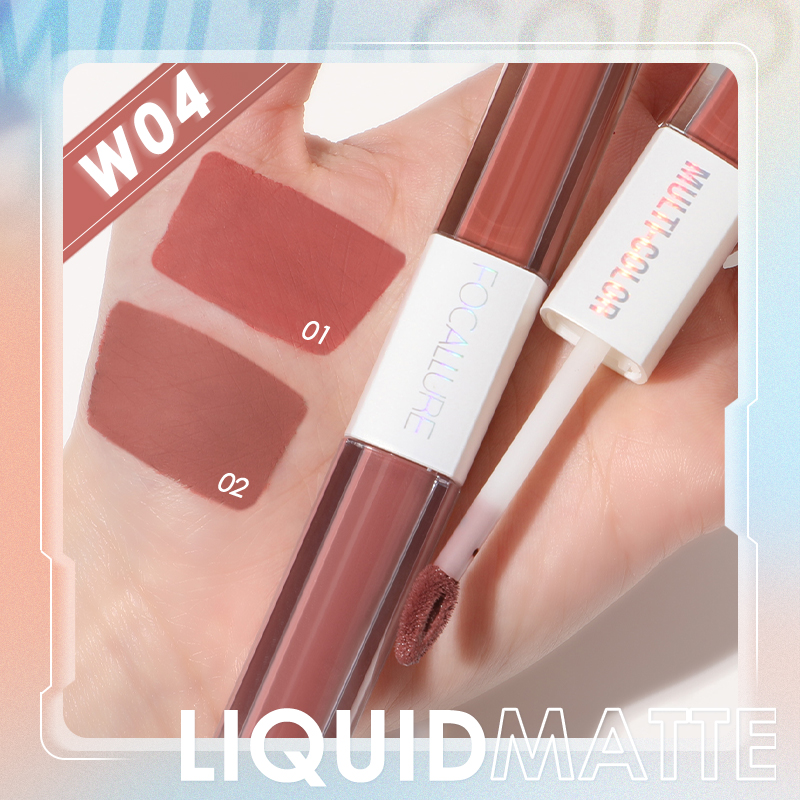 FOCALLURE Lip Tint Ultra-light Intense Color Dual-Stick Lipstick 2 In 1 Liquid Matte Misty Velvet Non-cracking Makeup