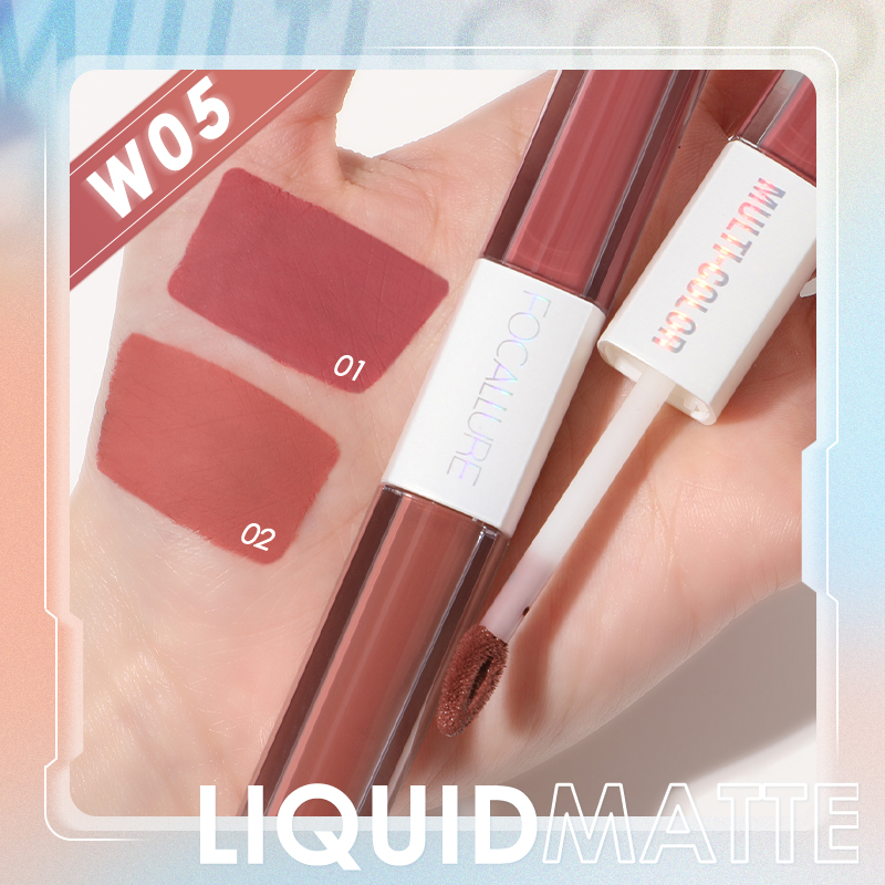 FOCALLURE Lip Tint Ultra-light Intense Color Dual-Stick Lipstick 2 In 1 Liquid Matte Misty Velvet Non-cracking Makeup