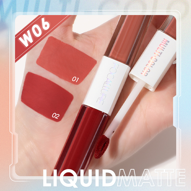FOCALLURE Lip Tint Ultra-light Intense Color Dual-Stick Lipstick 2 In 1 Liquid Matte Misty Velvet Non-cracking Makeup