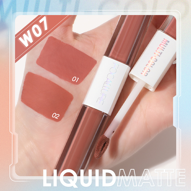 FOCALLURE Lip Tint Ultra-light Intense Color Dual-Stick Lipstick 2 In 1 Liquid Matte Misty Velvet Non-cracking Makeup