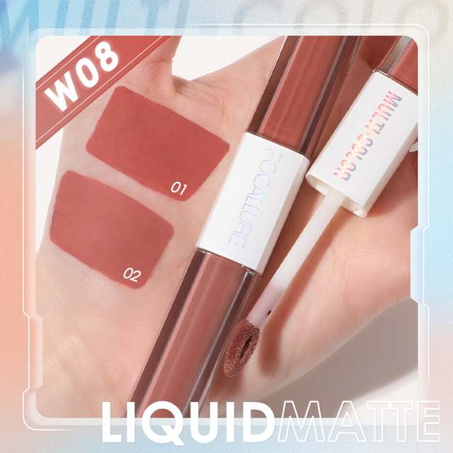 FOCALLURE Lip Tint Ultra-light Intense Color Dual-Stick Lipstick 2 In 1 Liquid Matte Misty Velvet Non-cracking Makeup