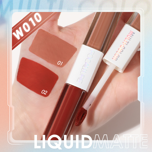 FOCALLURE Lip Tint Ultra-light Intense Color Dual-Stick Lipstick 2 In 1 Liquid Matte Misty Velvet Non-cracking Makeup