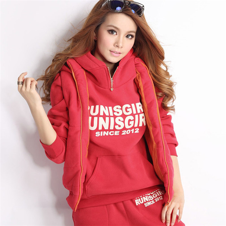 Women's Sport Sets Casual Letter Print Tracksuits Autumn Winter 3 Piece Set Suits & Separates)