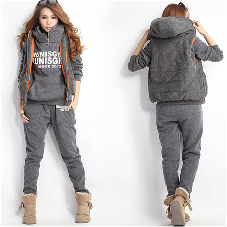 Women's Sport Sets Casual Letter Print Tracksuits Autumn Winter 3 Piece Set Suits & Separates)