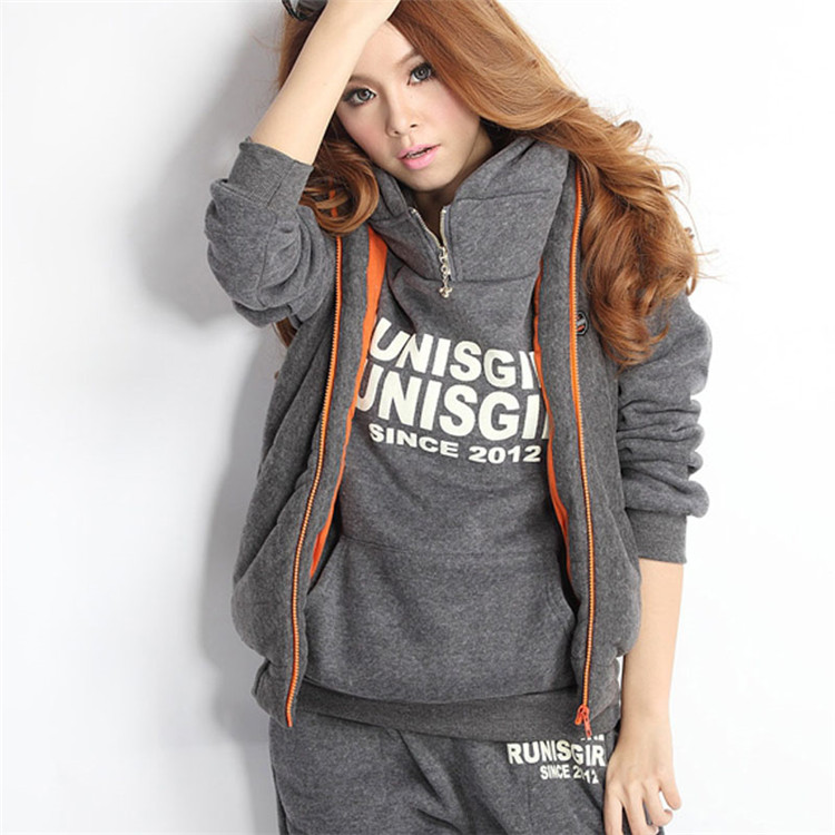 Women's Sport Sets Casual Letter Print Tracksuits Autumn Winter 3 Piece Set Suits & Separates)