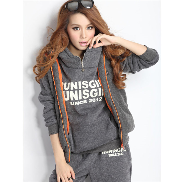 Women's Sport Sets Casual Letter Print Tracksuits Autumn Winter 3 Piece Set Suits & Separates)