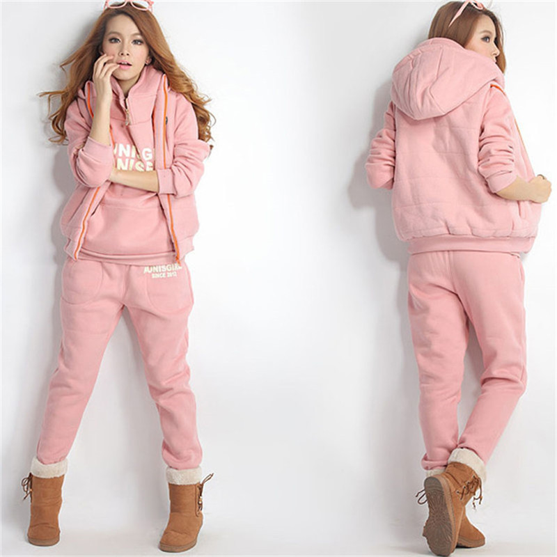 Women's Sport Sets Casual Letter Print Tracksuits Autumn Winter 3 Piece Set Suits & Separates)