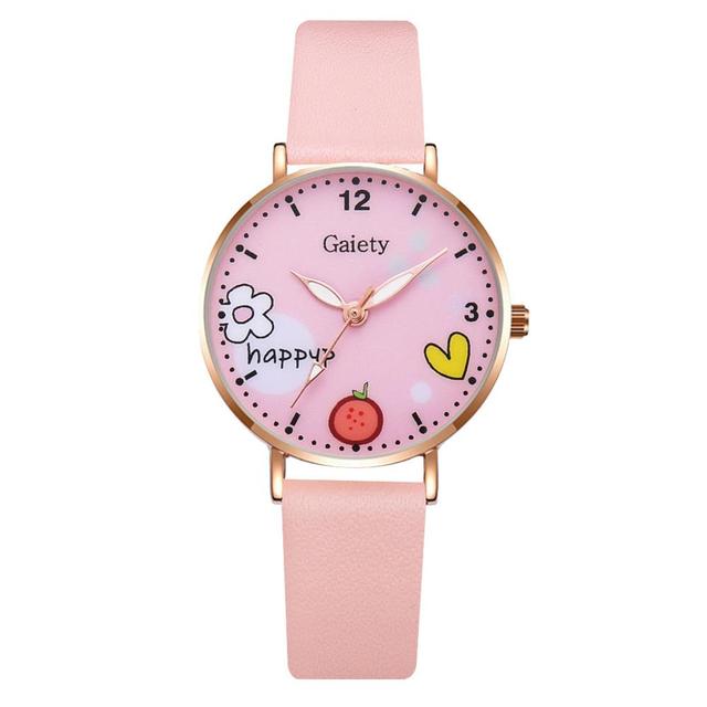 zegarek Kids Watches Set Students Children Pink Watch Girls Leather Strap Child Hours Women Watches