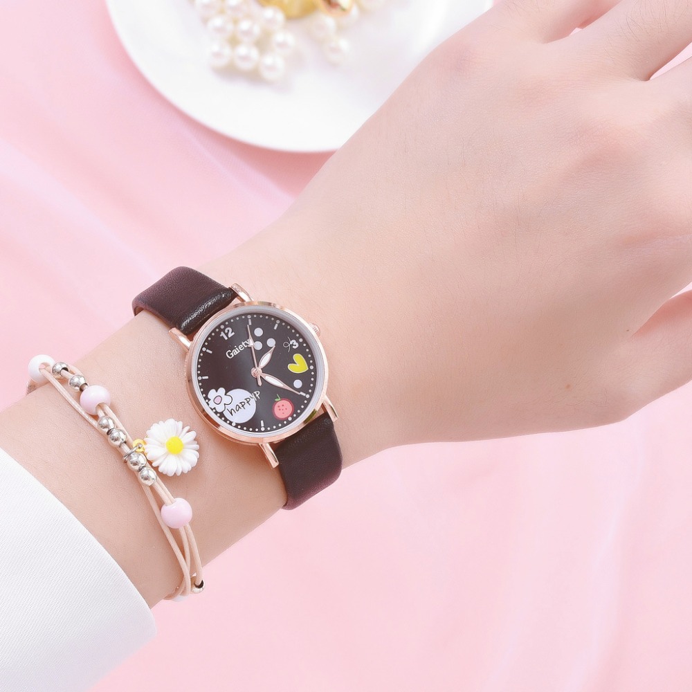 zegarek Kids Watches Set Students Children Pink Watch Girls Leather Strap Child Hours Women Watches