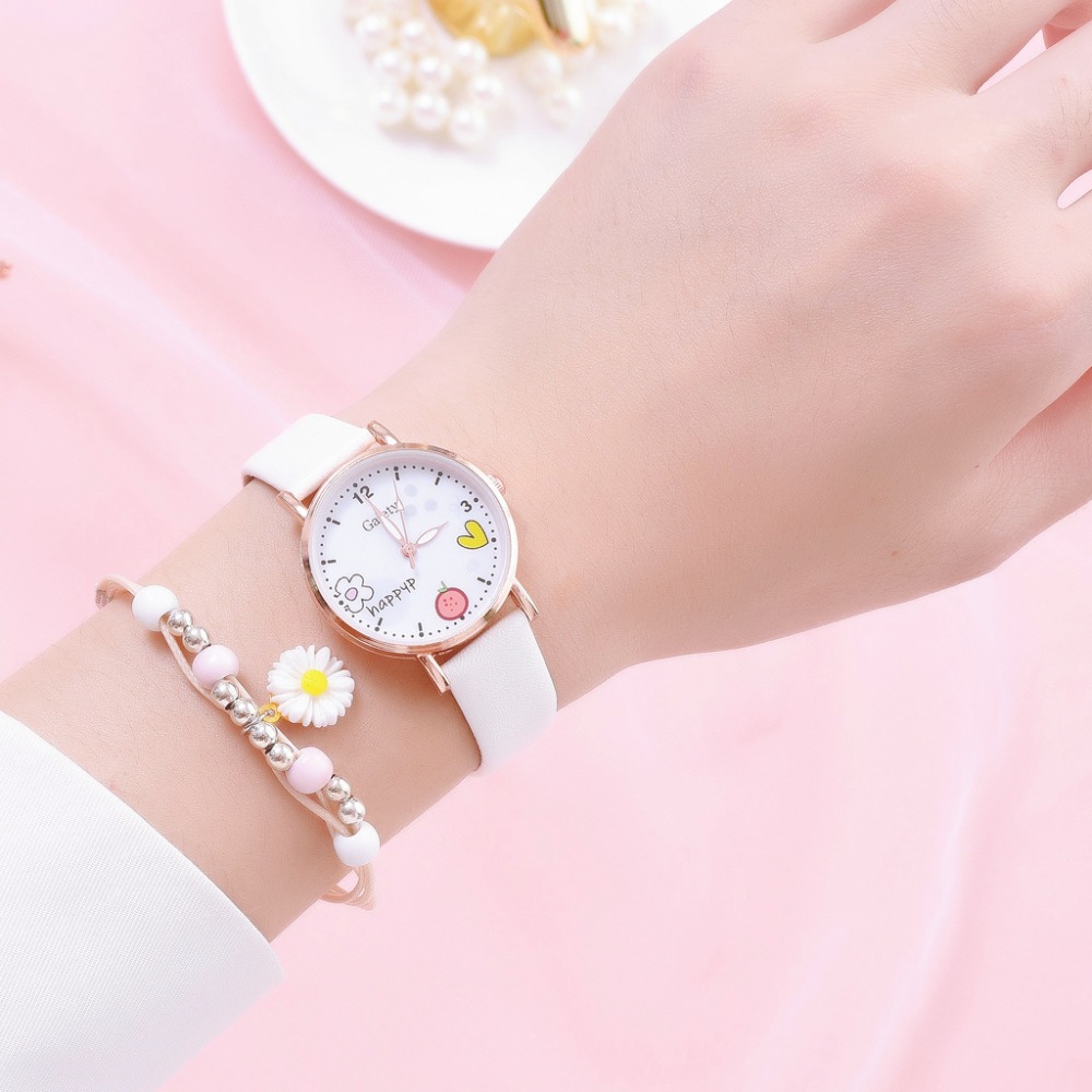 zegarek Kids Watches Set Students Children Pink Watch Girls Leather Strap Child Hours Women Watches