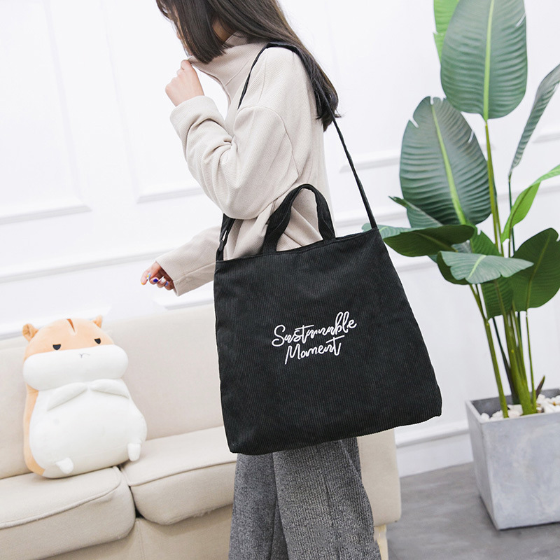 Corduroy Tote Bag for Women 2022 Fashion Shopper Designer Handbag Large Backpacks & Bookbags