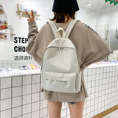 Fashion Backpack Oxford Fabric Double Zipper Outer Bag Solid Color Waterproof Wear-Resistant Campus Leisure Travel Large Capacity Multi-Functional Backpack White one size