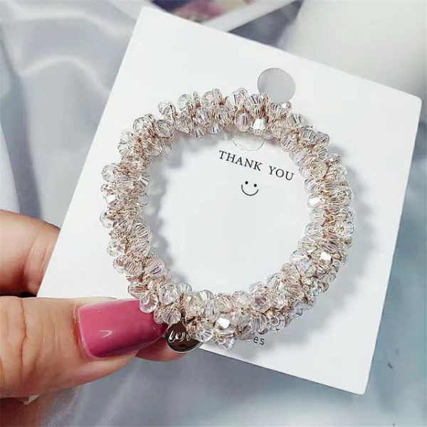 Pearl Multicolor Beads Hair Tie for Women Elastic Hair Rope Simple Metal Sheets Scrunchies Ladies  Hair Weaves