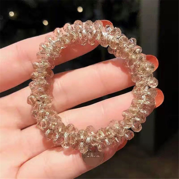 Pearl Multicolor Beads Hair Tie for Women Elastic Hair Rope Simple Metal Sheets Scrunchies Ladies  Hair Weaves
