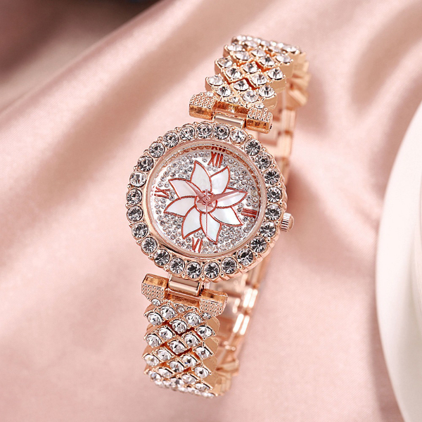 Diamond inlaid bracelet watch small fragrance full diamond two-piece suit women's quartz watch Women Watches