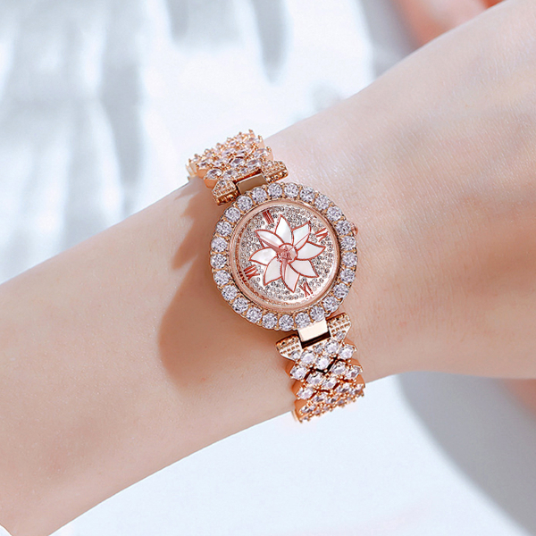 Diamond inlaid bracelet watch small fragrance full diamond two-piece suit women's quartz watch Women Watches