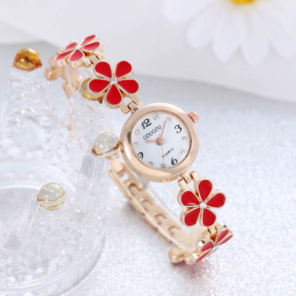 Women's bracelet watch flower plate two-piece bracelet set women's watch petal pattern quartz watch Women Watches