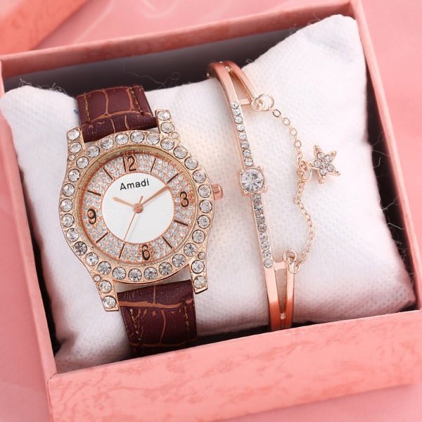 Digital dial casual and versatile student ladies fashion item gift box quartz wristwatch