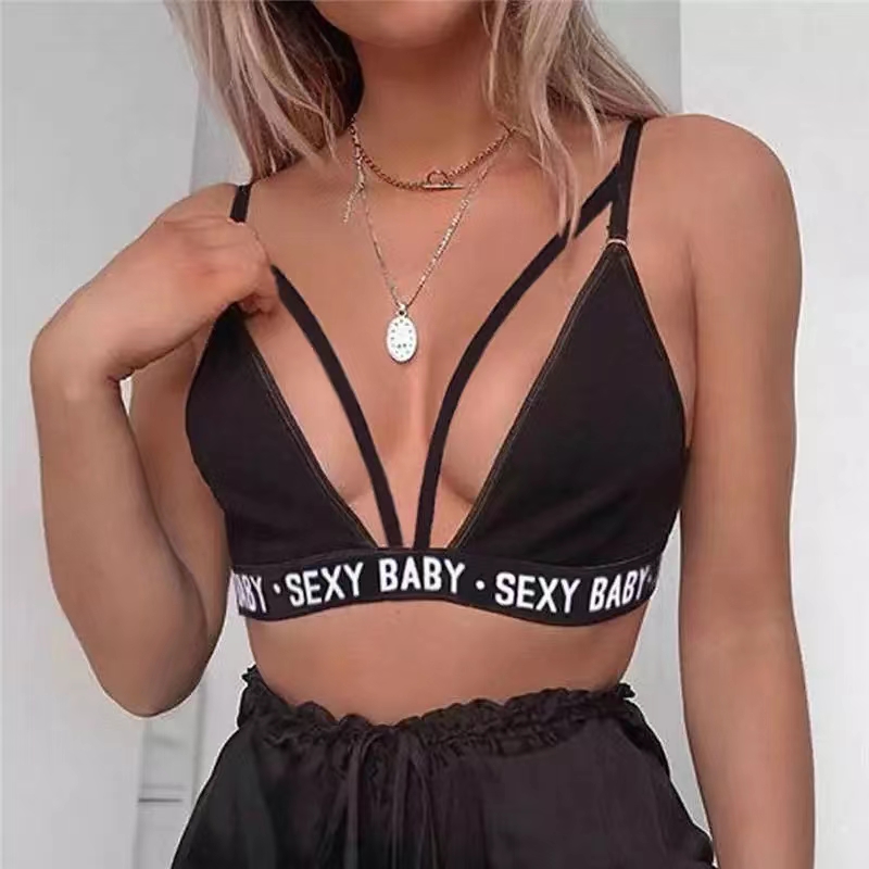 Women's Multi-Size Soft And Comfortable Fabric Letter Three Point Cute Bikini Swimsuit Lingerie Sets