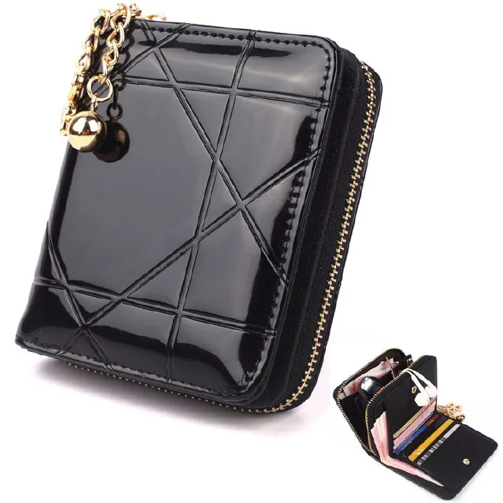 Wallets & Holders Hot Coin Purse Short 3 Folding Small Wallet Women Credit Card Holder Case Lady Patent Leather Case Money Bags Cute Wallet