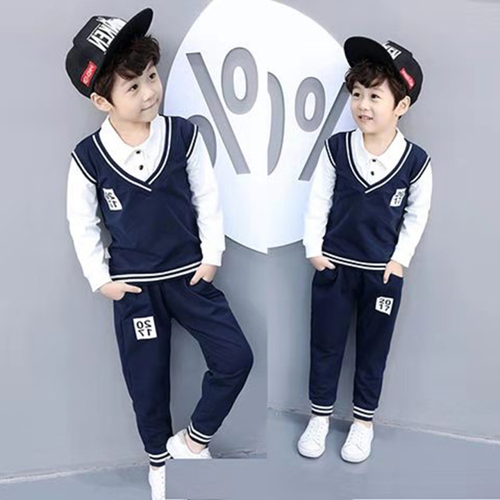 D-baby Spring Autumn Baby Boy gentleman suit shirt + overalls 2pcs long sleeve boys pants kids suits