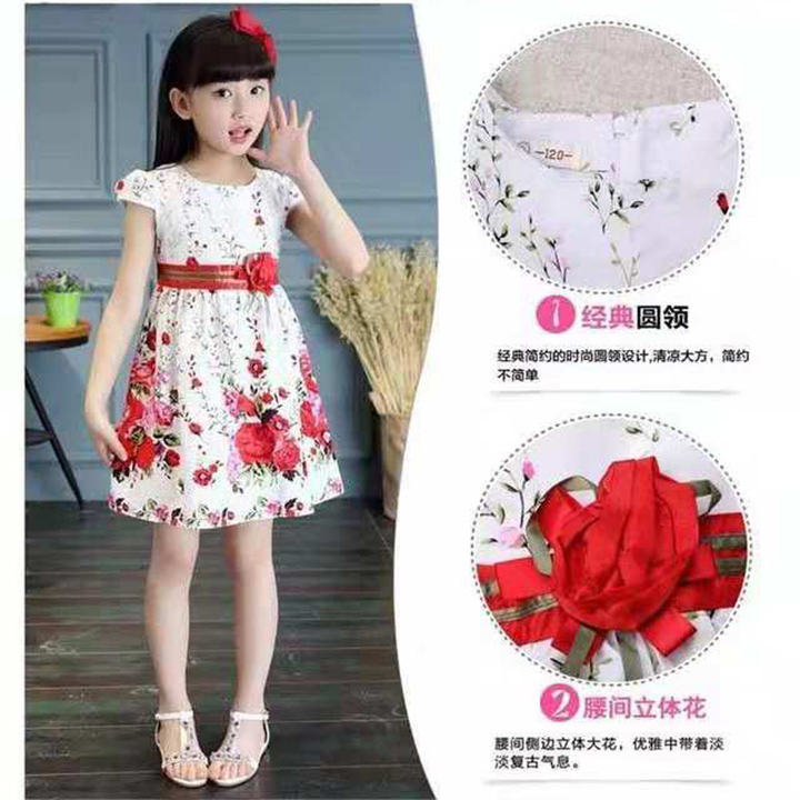 D-baby 2-9y Girl elegant flower princess dress kids wedding dress party dress performance clothes