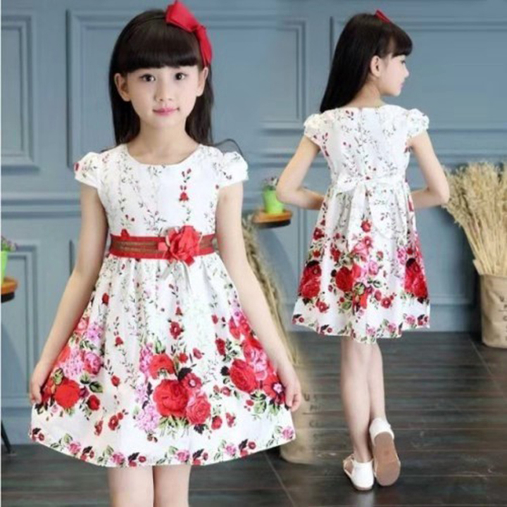 D-baby 2-9y Girl elegant flower princess dress kids wedding dress party dress performance clothes