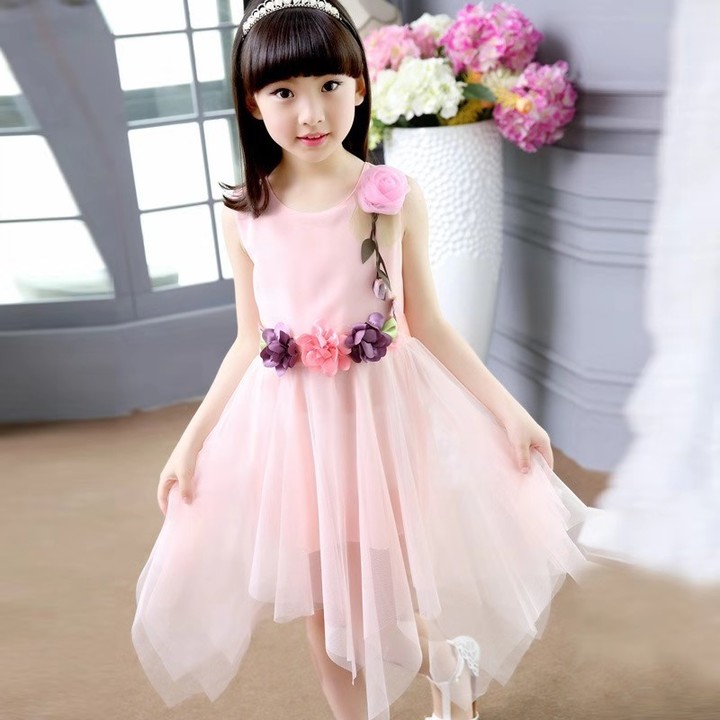 D-baby 2-9y Girl elegant flower princess dress kids wedding dress party dress performance clothes