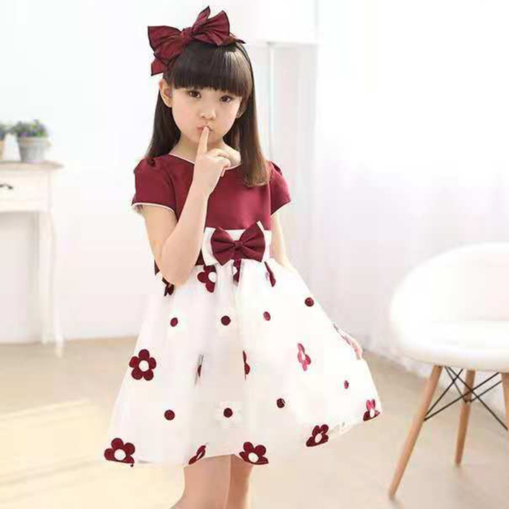 D-baby 1PC Girl elegant flower princess dress kids wedding dress party dress performance clothes