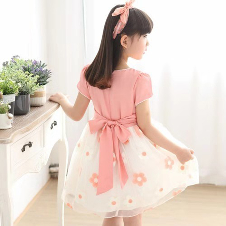 D-baby 1PC Girl elegant flower princess dress kids wedding dress party dress performance clothes