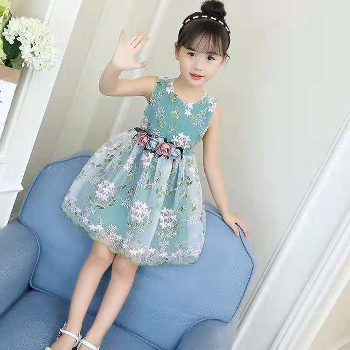 D-baby 1-10y Flower Girls Dress Sleeveless Tutu Princess Wedding Dress Formal Children Party Dress