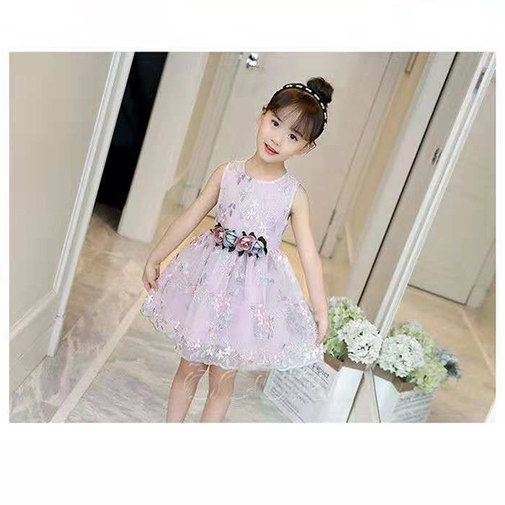 D-baby 1-10y Flower Girls Dress Sleeveless Tutu Princess Wedding Dress Formal Children Party Dress