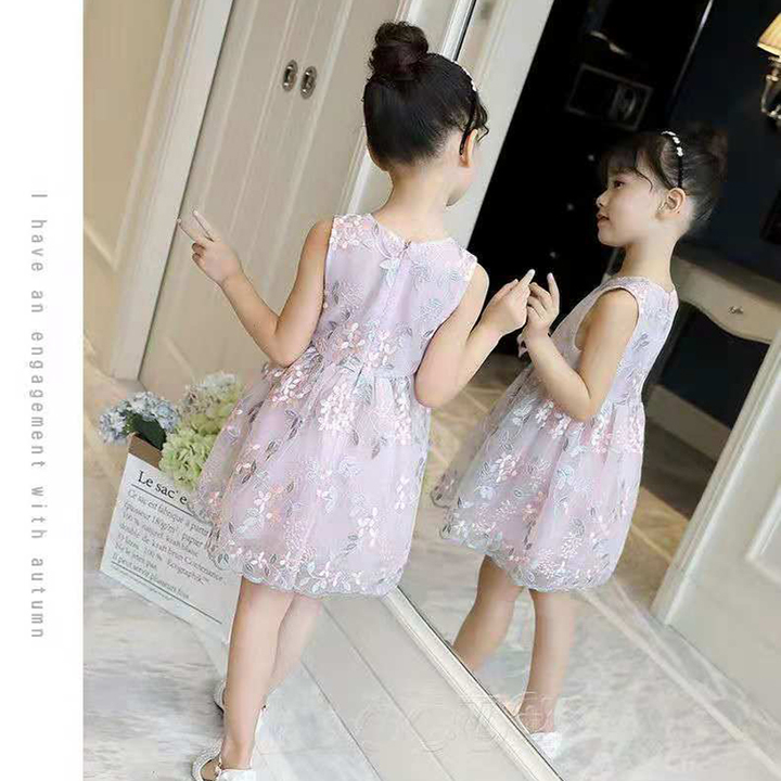 D-baby 1-10y Flower Girls Dress Sleeveless Tutu Princess Wedding Dress Formal Children Party Dress