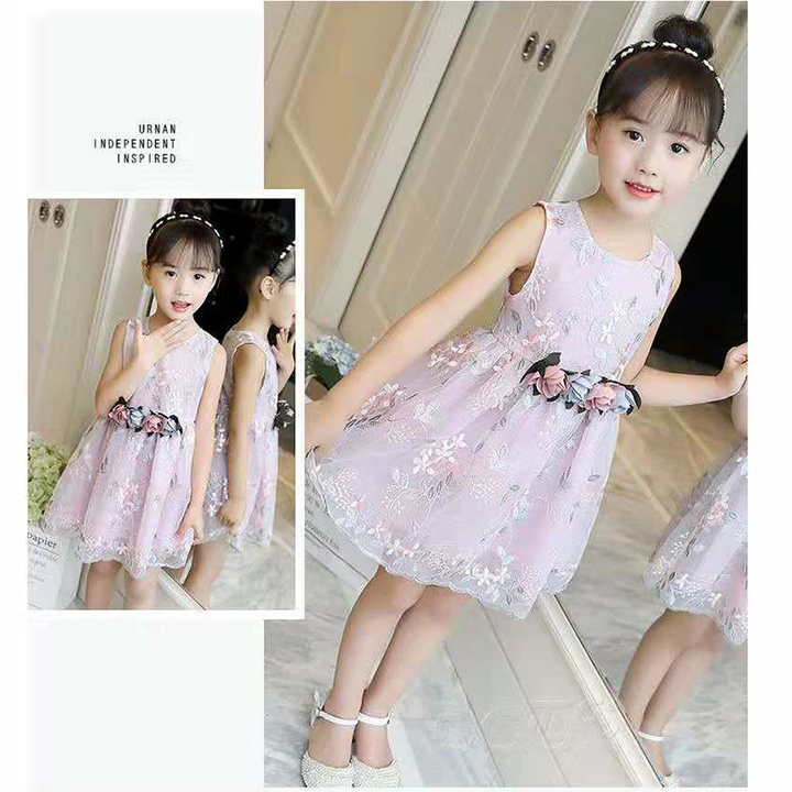 D-baby 1-10y Flower Girls Dress Sleeveless Tutu Princess Wedding Dress Formal Children Party Dress