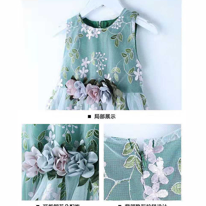 D-baby 1-10y Flower Girls Dress Sleeveless Tutu Princess Wedding Dress Formal Children Party Dress