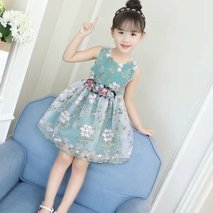 D-baby 1-10y Flower Girls Dress Sleeveless Tutu Princess Wedding Dress Formal Children Party Dress