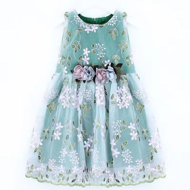 D-baby 1-10y Flower Girls Dress Sleeveless Tutu Princess Wedding Dress Formal Children Party Dress