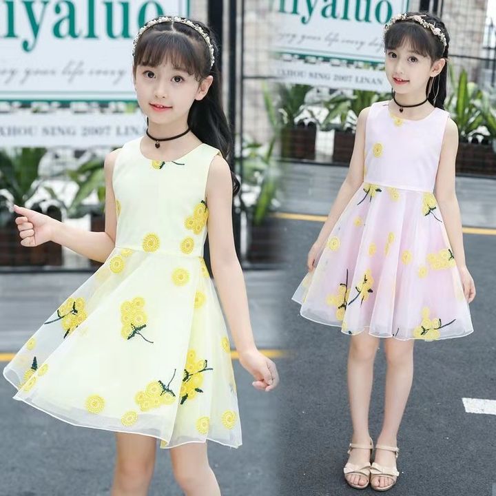 D-baby 2-10y Summer Flower Dress Girl Princess Costume Dresses Party Wear Tulle Kids Children dress