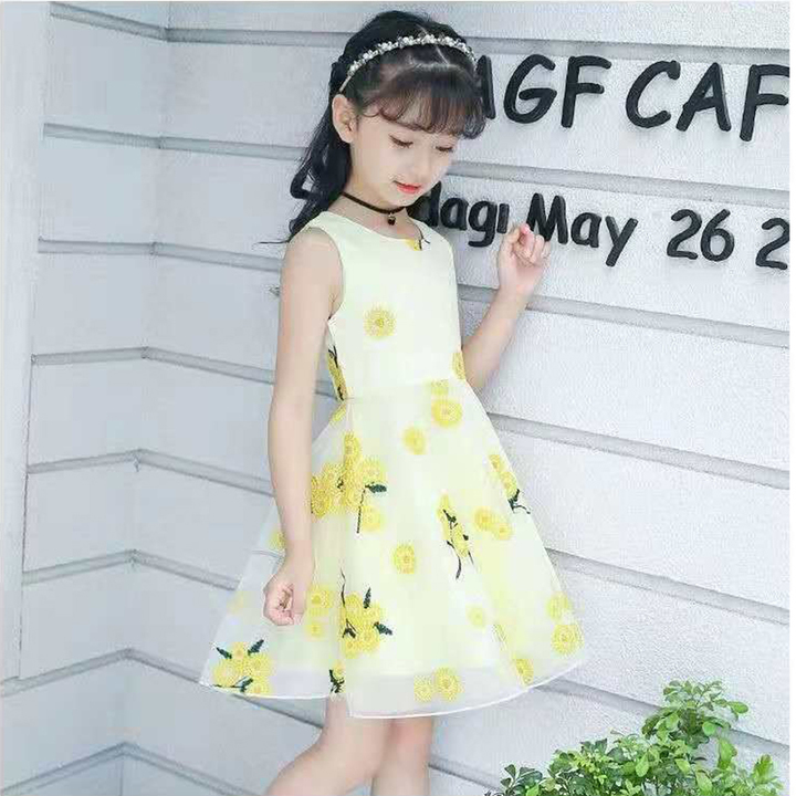 D-baby 2-10y Summer Flower Dress Girl Princess Costume Dresses Party Wear Tulle Kids Children dress
