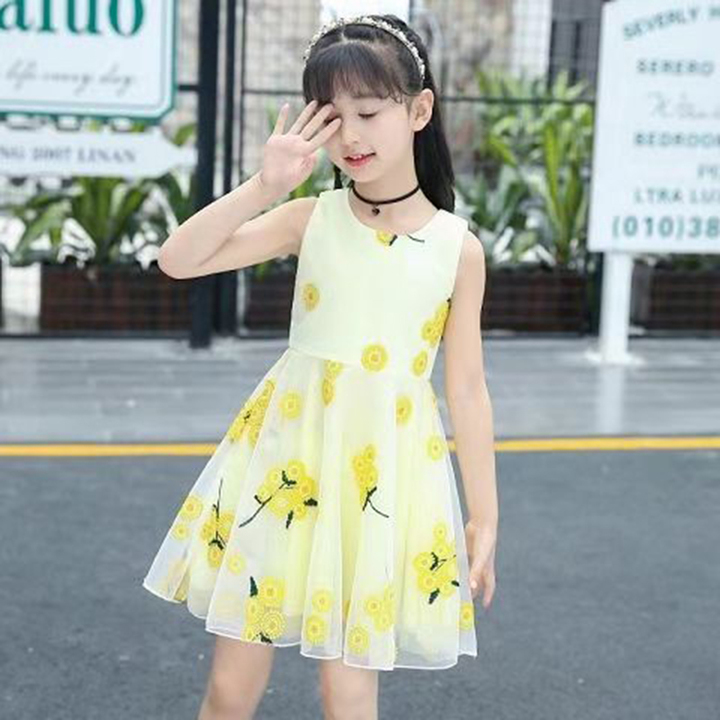 D-baby 2-10y Summer Flower Dress Girl Princess Costume Dresses Party Wear Tulle Kids Children dress