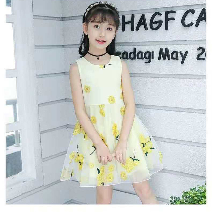 D-baby 2-10y Summer Flower Dress Girl Princess Costume Dresses Party Wear Tulle Kids Children dress