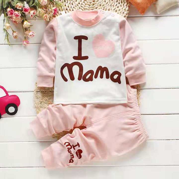 D-baby Autumn 2PCS Kids Boys Girls Clothing Pure Cotton Set Outfit Top+Pants Sport Toddler Tracksuit