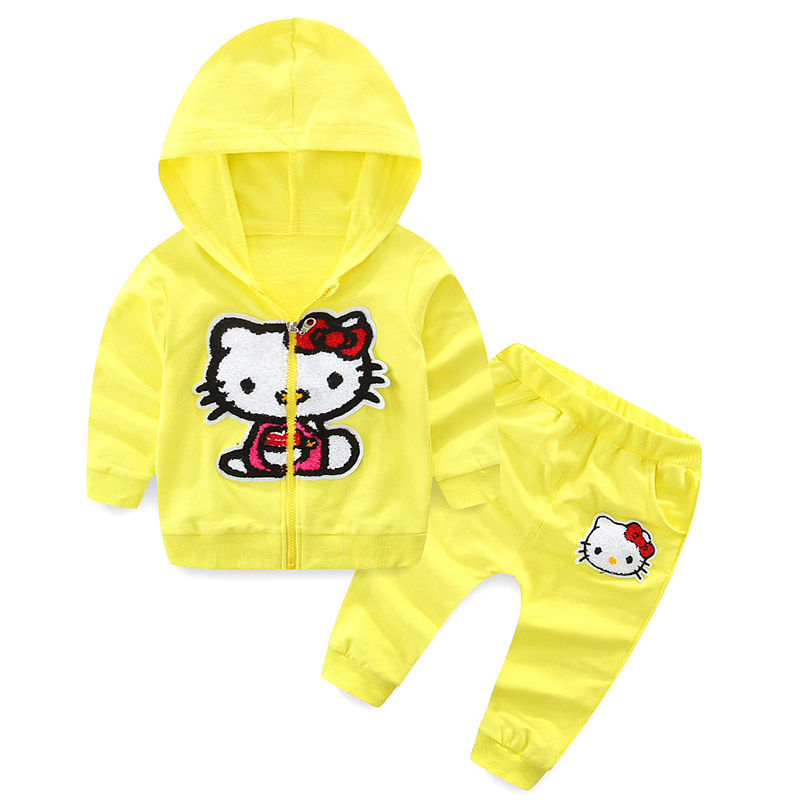 D-baby 0-4y Autumn Kids Hoodied Jacket+Pants 2 Pcs Children Sport Suits Girls Clothes Set