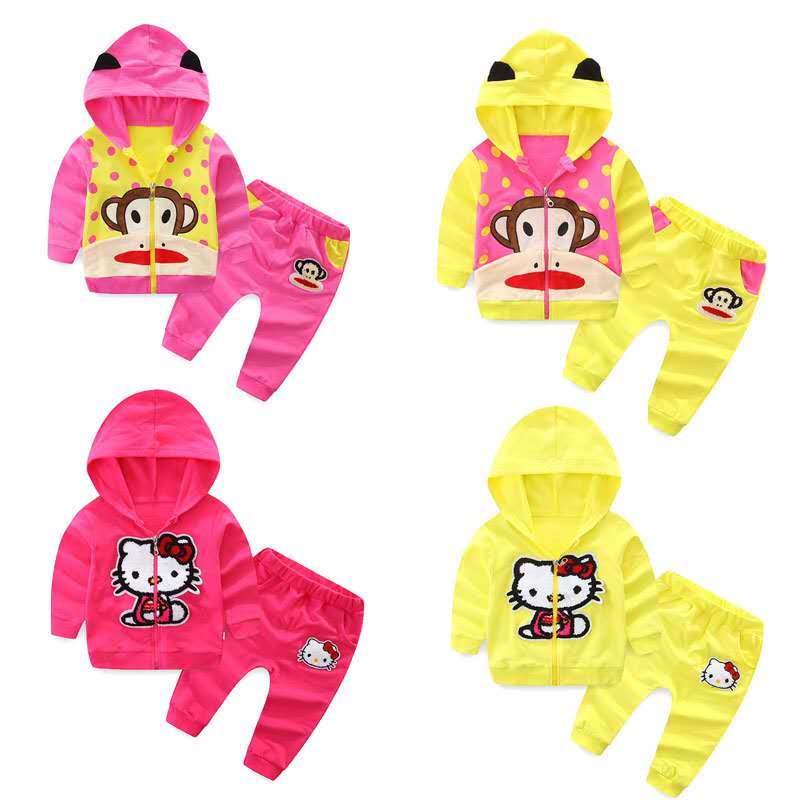 D-baby 0-4y Autumn Kids Hoodied Jacket+Pants 2 Pcs Children Sport Suits Girls Clothes Set