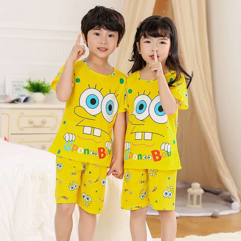 D-baby kids，girls or boys, pajamas, home clothes, lovely comfortable top + shorts suit