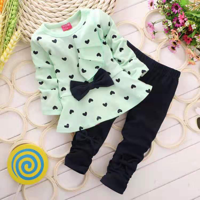 D-baby 2Pcs 1-14y Kids Girls Autumn Casual Clothing Set Long Sleeve Top+Pants Kids Wear Kids Suits