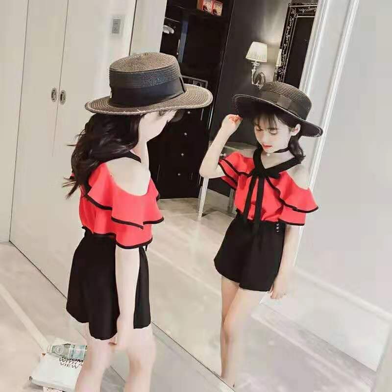D-baby 0-11y New Fashion Girl Top + Short Pants Suit, 2PCS Fashion Suit, Girl Suit