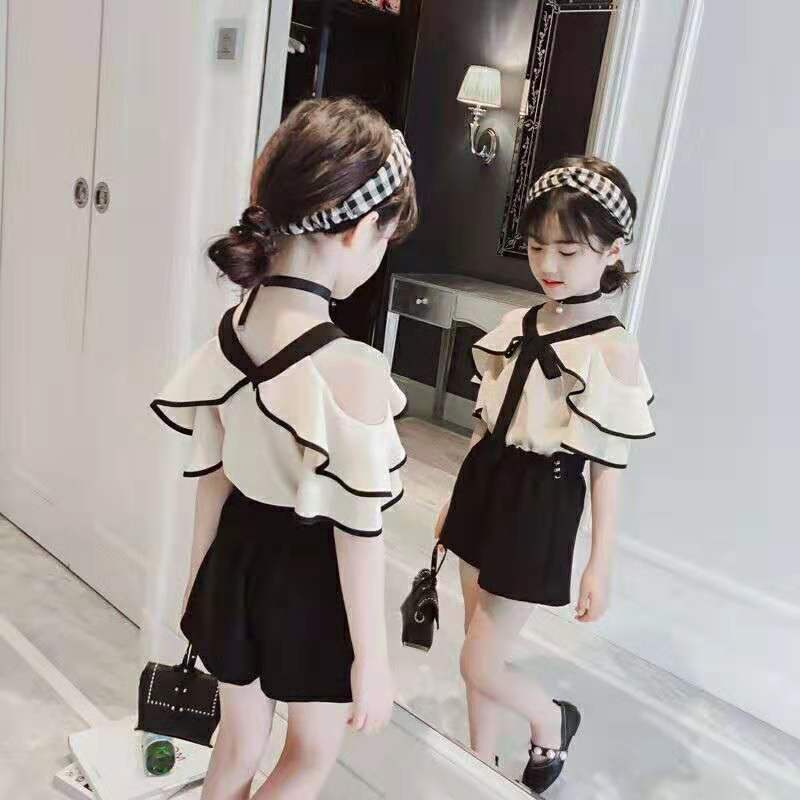 D-baby 0-11y New Fashion Girl Top + Short Pants Suit, 2PCS Fashion Suit, Girl Suit